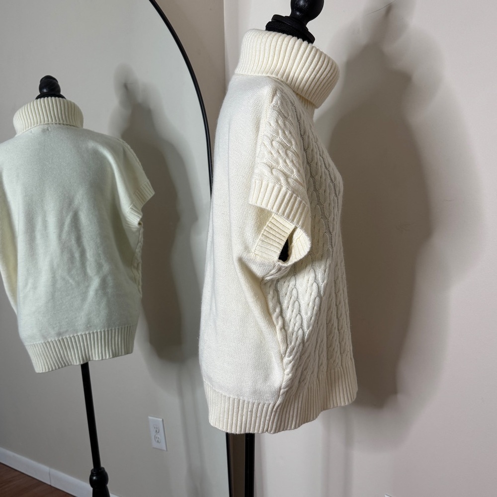 Calvin Klein Cable Cord Ivory Turtleneck Sweater Size L - Picture 2 of 5